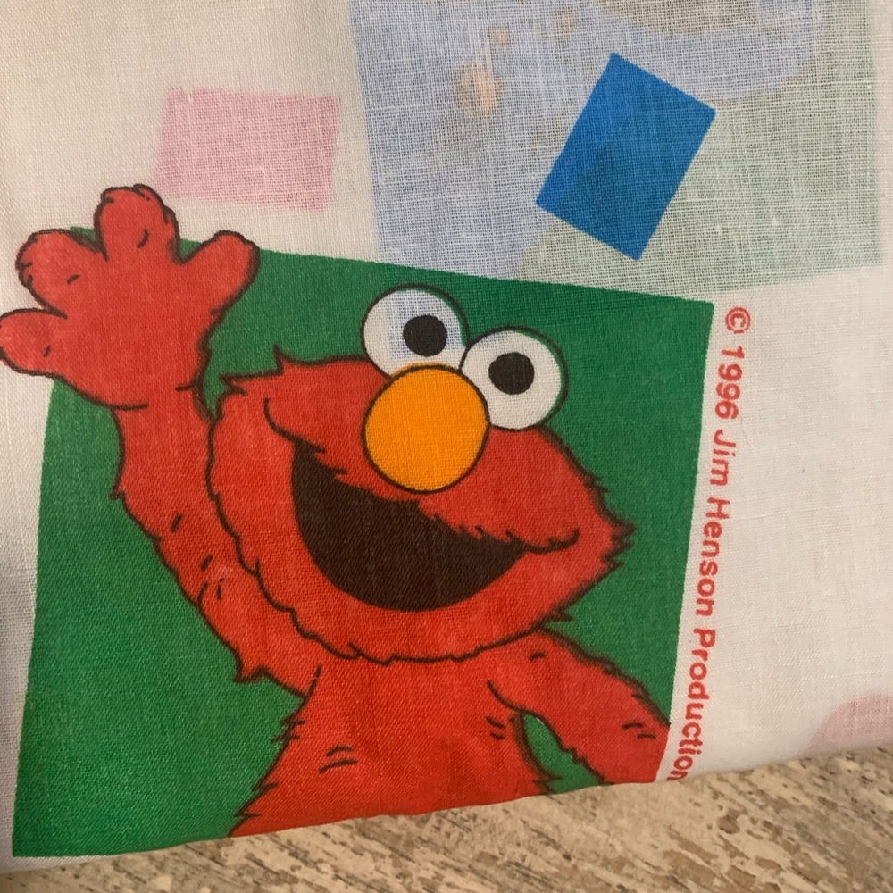 Vintage 1996 Sesame Street Twin Flat Sheet Elmo Big Bird Ernie Cookie Monster